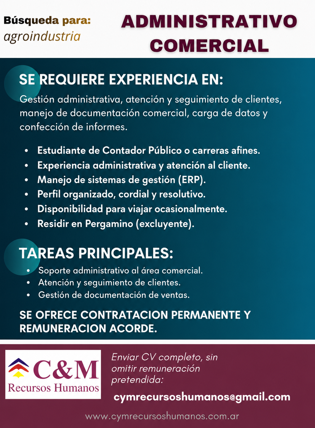 flyer admin comercial